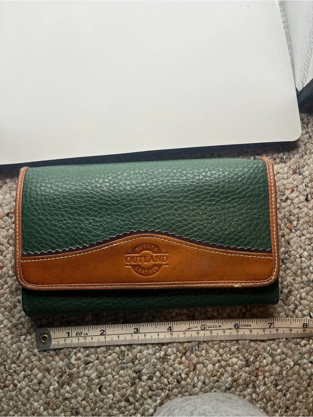 Vintage Outland Green and Brown Leather Wallet